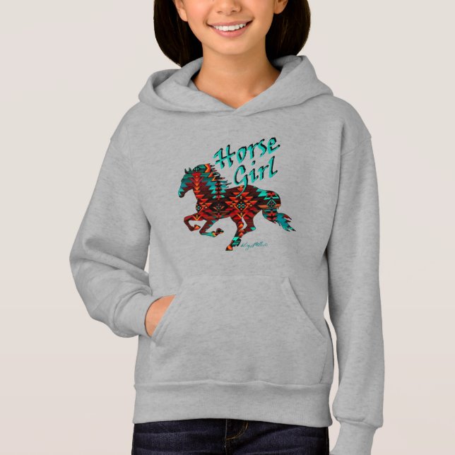 Southwest Horse, Horse Girl Hoodie T Shirt (Framsida)