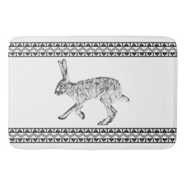 Southwest Jackrabbit Minimalist Black and White Badrumsmatta