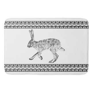 Southwest Jackrabbit Minimalist Black and White Badrumsmatta