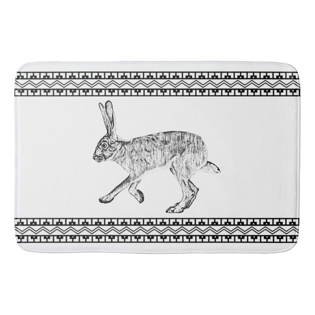 Southwest Jackrabbit Minimalist Black and White Badrumsmatta (Framsidan)