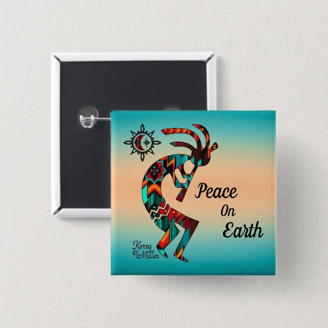 Southwest Kokopelli Button Knapp (Framsida & baksida)