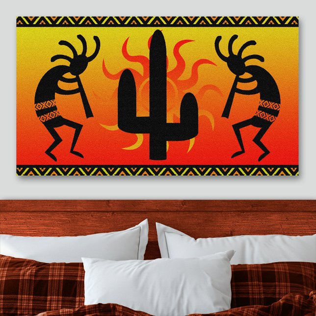 Southwest Kokopelli Cactus Tribal Design Canvastryck (Skapare uppladdad)