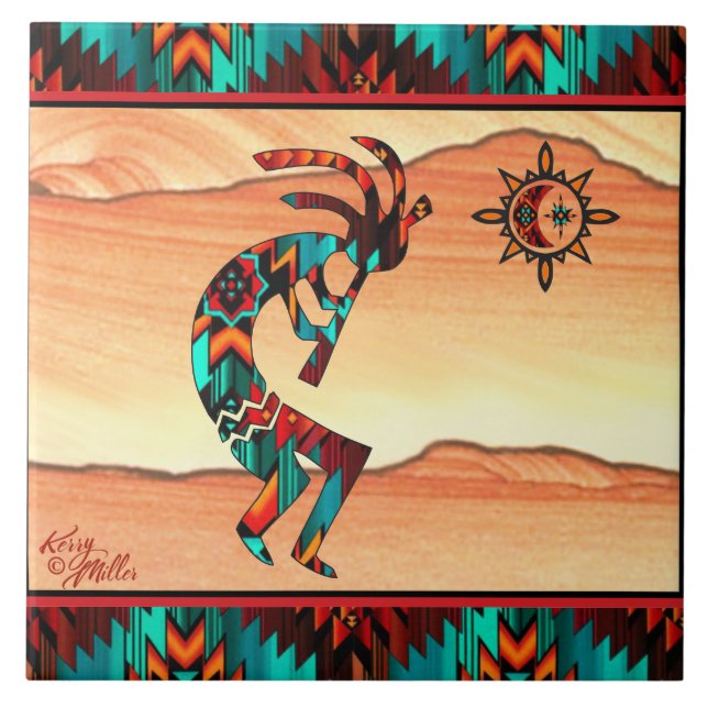 Southwest Kokopelli CERAMIC TILE Kakelplatta (Framsidan)