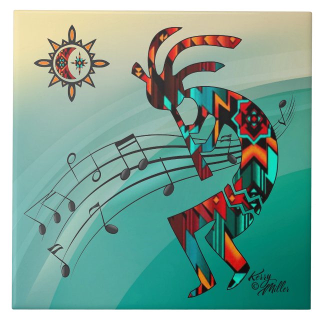 Southwest Kokopelli CERAMIC TILE Kakelplatta (Framsidan)