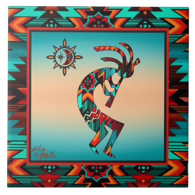 Southwest Kokopelli CERAMIC TILE Kakelplatta (Framsidan)