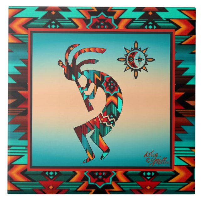 Southwest Kokopelli CERAMIC TILE Kakelplatta (Framsidan)