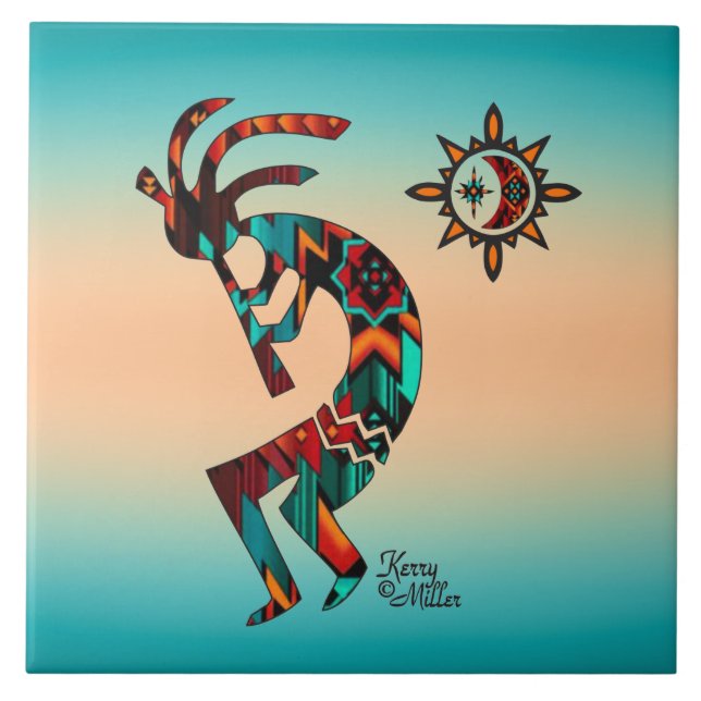 Southwest Kokopelli CERAMIC TILE Kakelplatta (Framsidan)