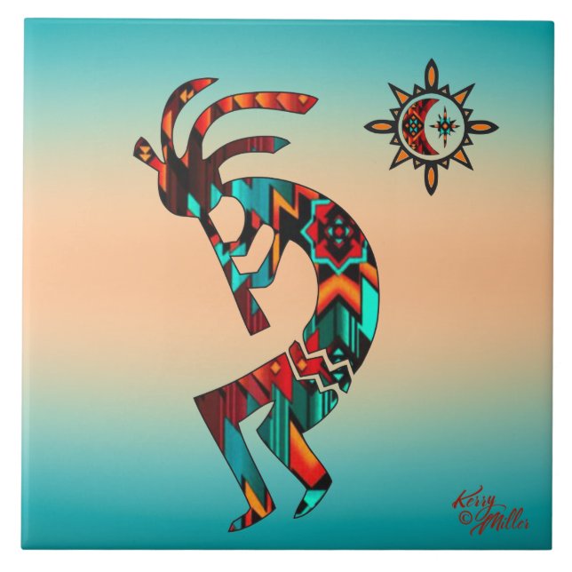 Southwest Kokopelli CERAMIC TILE Kakelplatta (Framsidan)