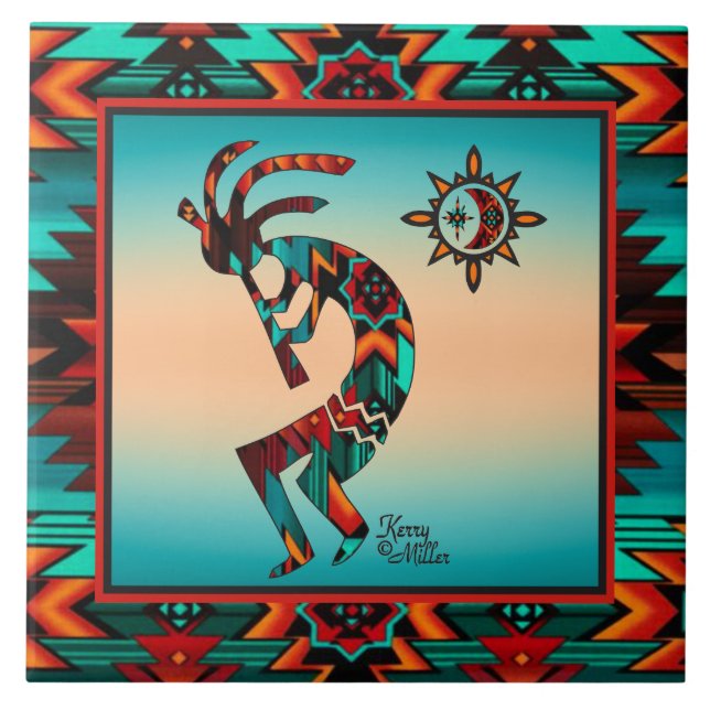 Southwest Kokopelli CERAMIC TILE Kakelplatta (Framsidan)