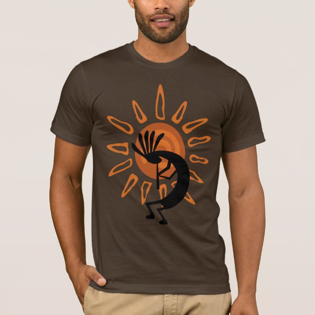 Southwest Kokopelli Desert Sol Brown Manar Tshirt Tröja (Framsida)