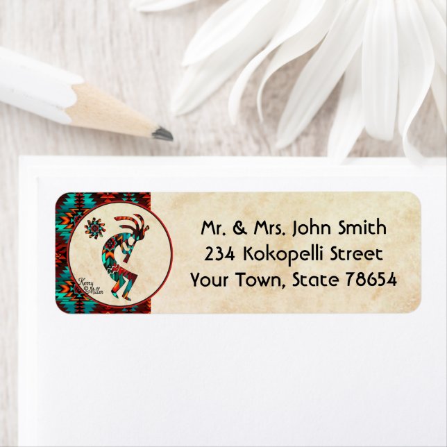 Southwest Kokopelli-etikett Returadress Etikett (Insitu)