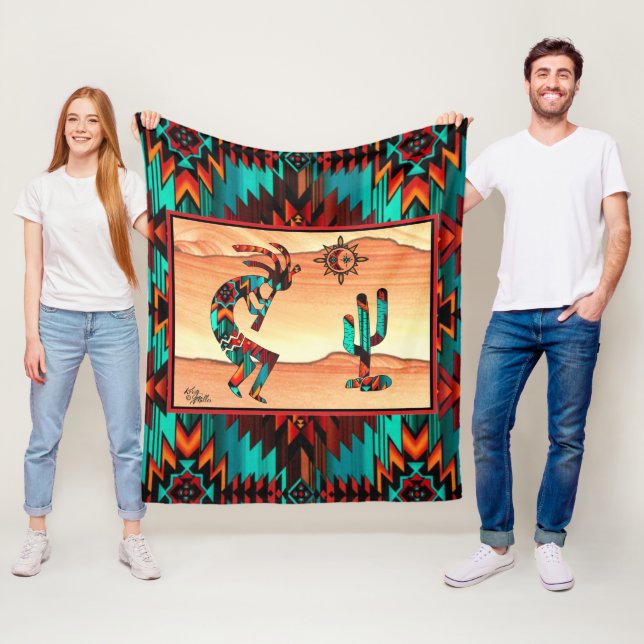 Southwest Kokopelli Fleece Blanket (På plats)