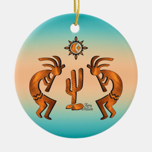 Southwest Kokopelli Julgransprydnad Keramik (Framsidan)