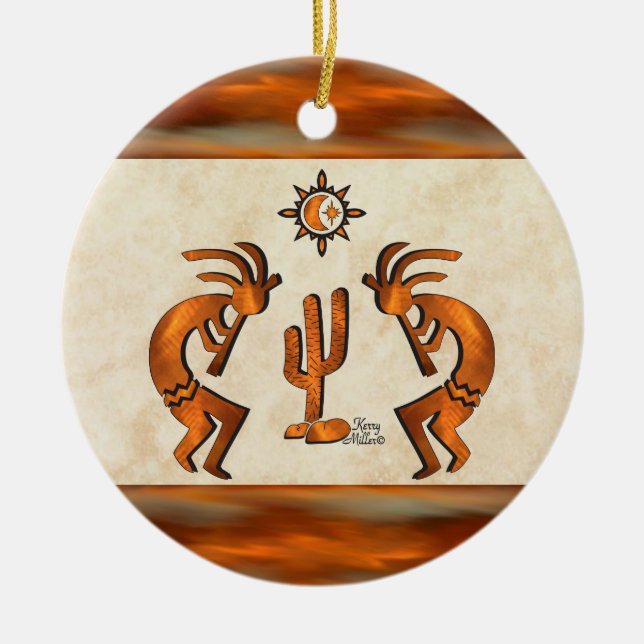 Southwest Kokopelli Julgransprydnad Keramik (Framsidan)