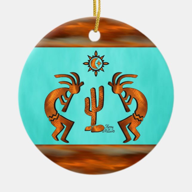 Southwest Kokopelli Julgransprydnad Keramik (Framsidan)