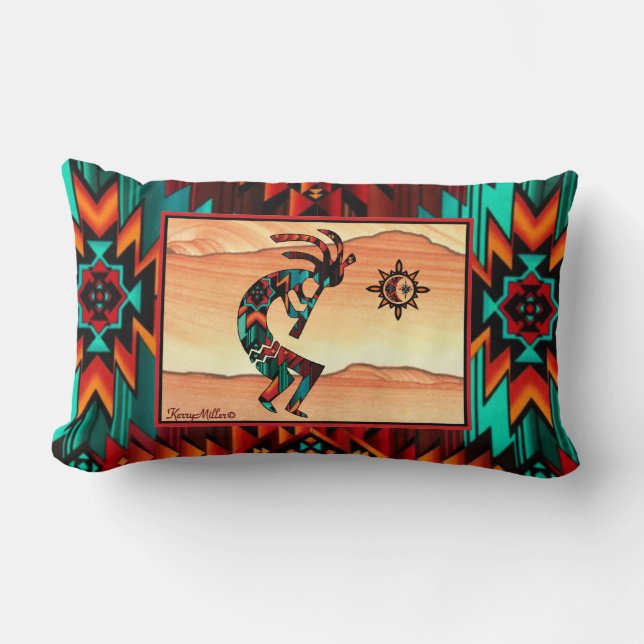 Southwest Kokopelli Lumbar Pillow Lumbarkudde (Framsida)