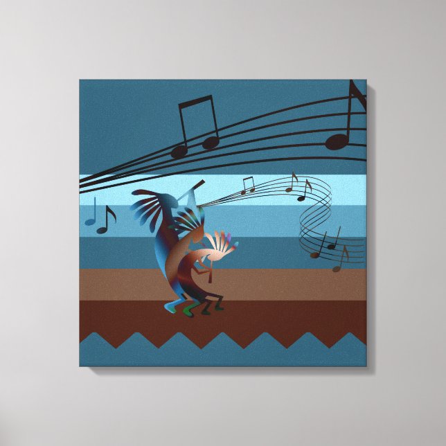 Southwest Kokopelli Music 20s Wrapped Canvas Print (Framsida)