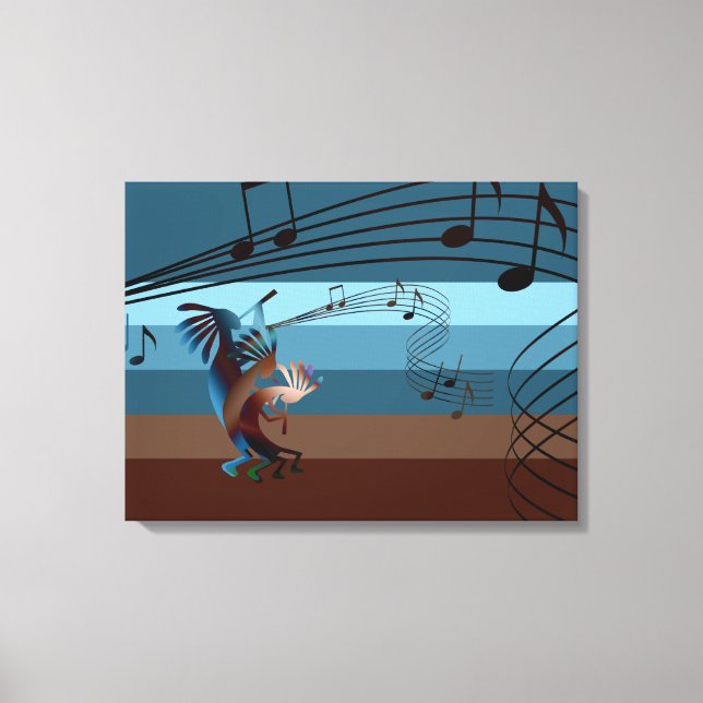 Southwest Kokopelli Music Wrapped Canvas (Framsida)