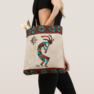Southwest Kokopelli och Sol Tote Bag Tygkasse