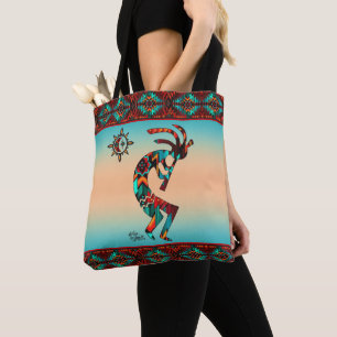 Southwest Kokopelli och Sol Tote Bag Tygkasse