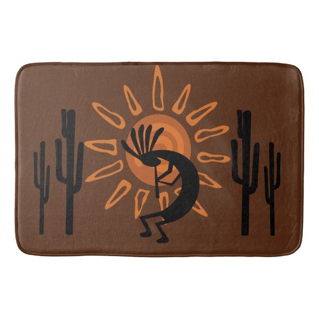 Southwest Kokopelli Sol Rustic Bath Mat Badrumsmatta (Framsidan)