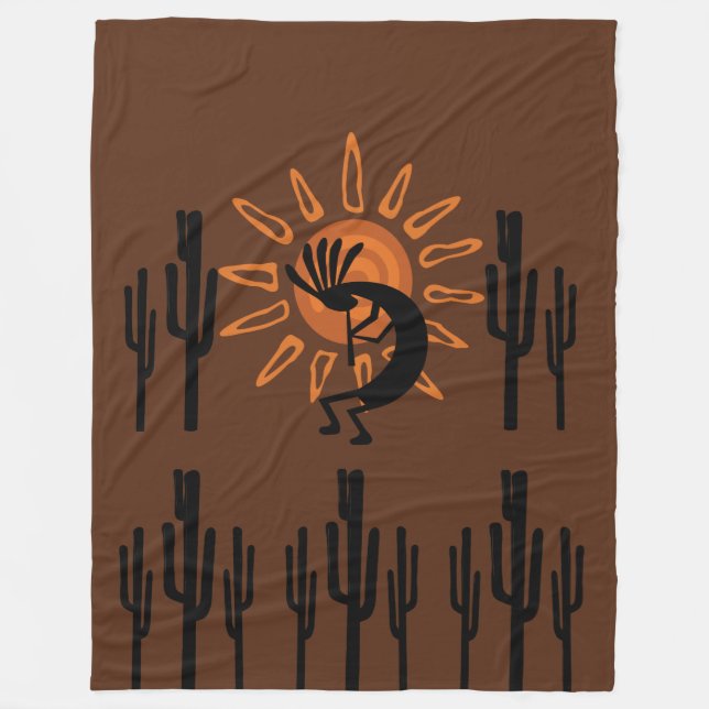 Southwest Kokopelli Sol Rustic Lg Fleece Blanket (Framsidan)