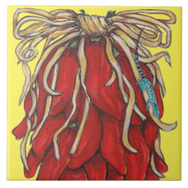 Southwest Lizard Red Chili Pepper House Number Top Kakelplatta