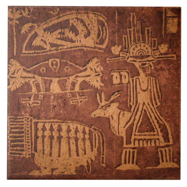 Southwest Native American Petroglyh  Kakelplatta (Framsidan)