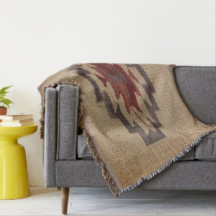 Southwest Navajo Weave-utskrift, avfyrad kaffe Filt