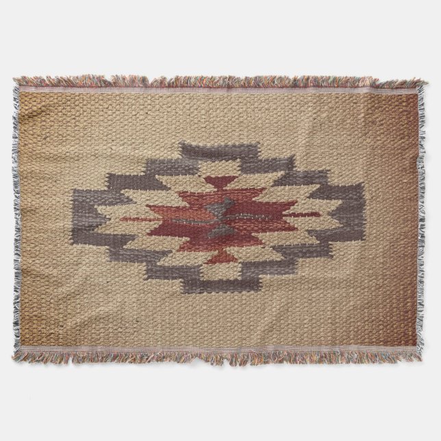 Southwest Navajo Weave-utskrift, avfyrad kaffe Filt (Framsidan)