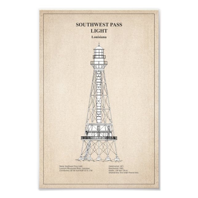 Southwest Pass Lighthouse - Louisiana - SBD Fototryck (Framsidan)