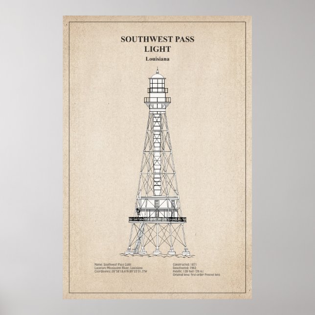 Southwest Pass Lighthouse - Louisiana - SBD Poster (Framsidan)