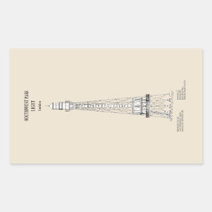 Southwest Pass Lighthouse - Louisiana - SBD Rektangulärt Klistermärke