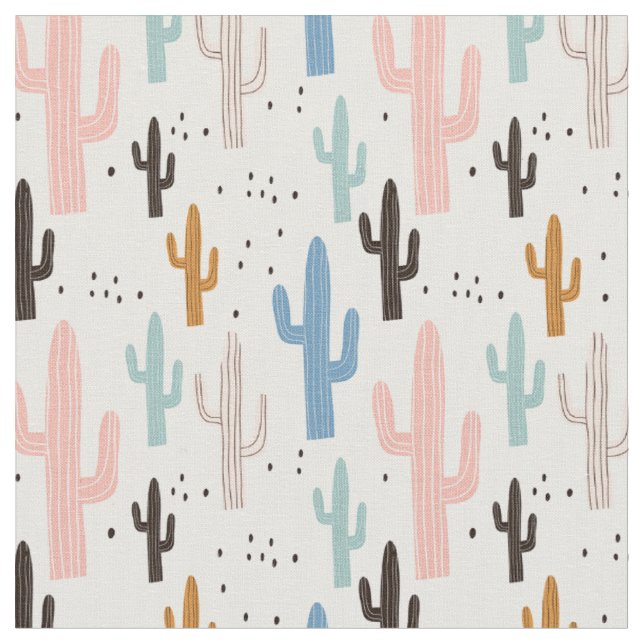 Southwest Pastel Färg Cactus Tyg (Närbild)
