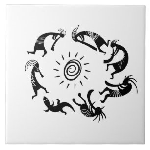 Southwest Petroglyh Kokopelli Native Ceramic Tile Kakelplatta