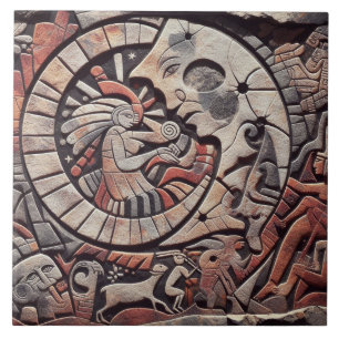 Southwest Petroglyph Design Måne och dansare Kakelplatta