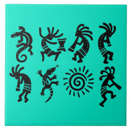 Southwest Petroglyph Kokopelli Turkvoise Kakelplatta