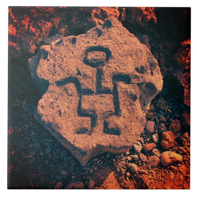 Southwest Petroglyph PreHistoriic Art Ceramic Tile Kakelplatta (Framsidan)
