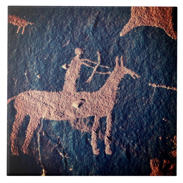 Southwest Petroglyph PreHistoriic Art Ceramic Tile Kakelplatta (Framsidan)