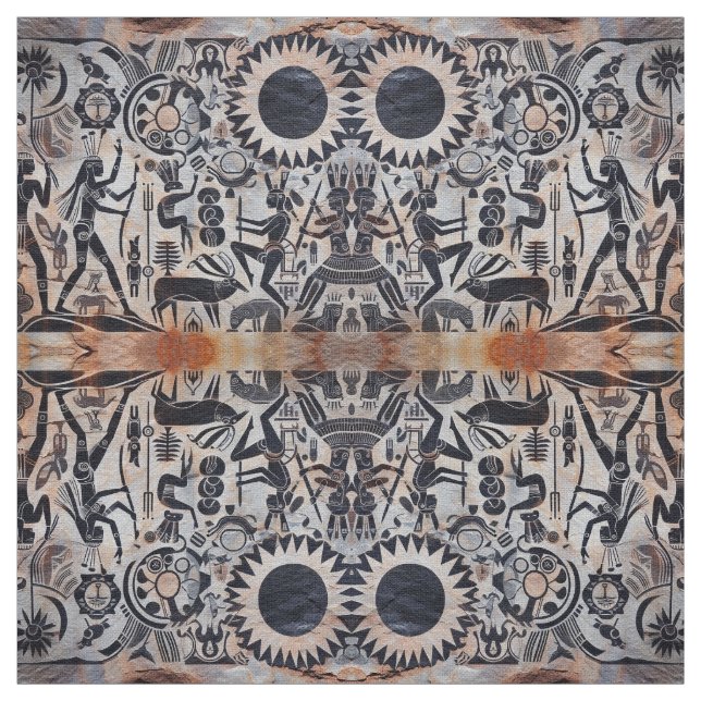 Southwest Petroglyphs Kachina Dancer Mönster Tyg (Prov)