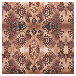 Southwest Pictograph Brown Mönster Tyg