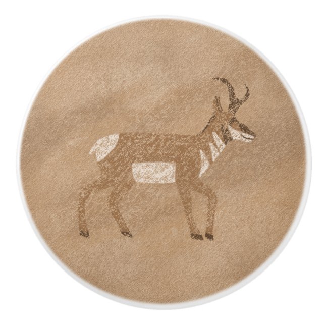 Southwest Pronghorn Walking Antelope Petroglyph Knopp (Framsidan)