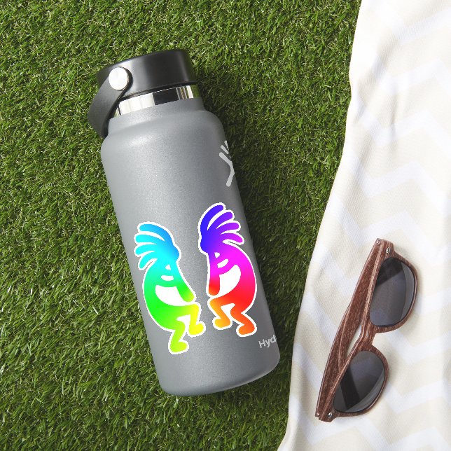 Southwest Rainbow Gradient Kokopelli Pair Klistermärken (HydroFlask Insitu)