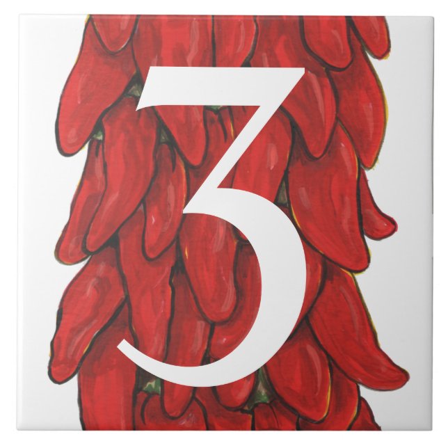 Southwest Red Chili Pepper House nummer 3 tre Kakelplatta (Framsidan)