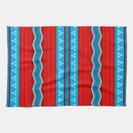 Southwest River Canyon Geometric Red Turquoise Kökshandduk