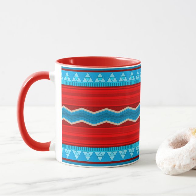 Southwest River Canyon Geometric Red Turquoise Mugg (Med munk)