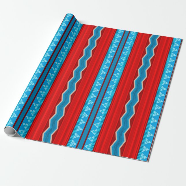 Southwest River Canyon Geometric Red Turquoise Presentpapper (Utrullad)