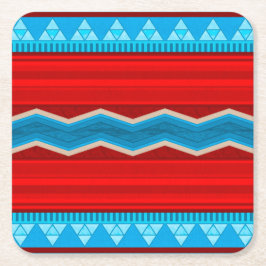 Southwest River Canyon Geometric Red Turquoise Underlägg Papper Kvadrat