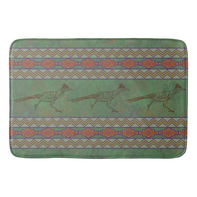 Southwest Roadrunner Sagebrush Grönt Bath Mat Badrumsmatta (Framsidan)