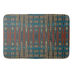 Southwest Rust Brown Teal Mosaic Zigzag Modern Badrumsmatta
